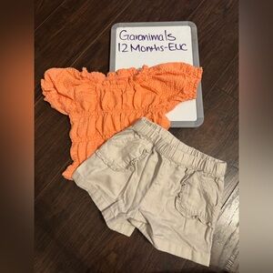 Garanimals Orangish Top and Cream Shorts